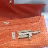 HERMES Verrou 오렌지 매트 악어 악어 클러치 백